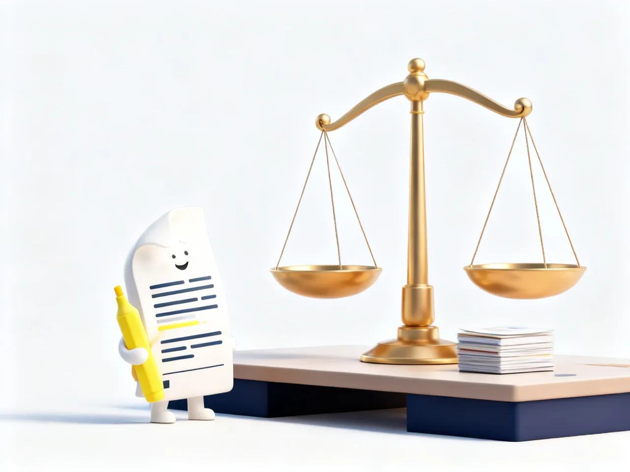 Maskot, masadaki adalet terazisinin yanında saygıyla duruyor